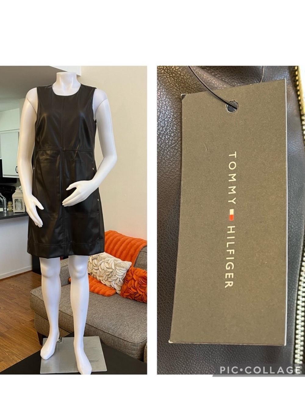 ❣️🆕Tommy Hilfiger Brown Faux Leather Shift Dress $159 MSRP❣️